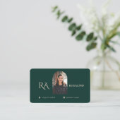 Carte De Visite Photo moderne professionnelle Emerald Green Monogr (Debout devant)
