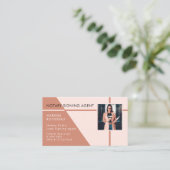 Carte De Visite Photo moderne professionnelle Peach Pink Noir Publ (Debout devant)