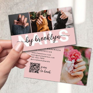 Carte De Visite Photo moderne QR Code Nail Artiste