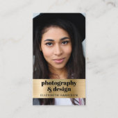 Carte De Visite Photo moderne QR Code Or (Devant)