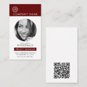 Carte De Visite Photo moderne Red QR CODE CORPORATE (Devant / Derrière)