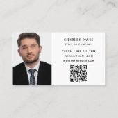 Carte De Visite Photo monogramme blanc logo Qr code élégant (Dos)