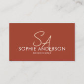 Carte De Visite Photo Monogramme moderne QR Terracotta Professiona (Devant)