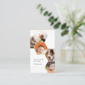 Carte De Visite Photo multiple moderne Collage Hexagon nid (Debout devant)