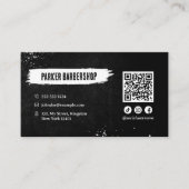 Carte De Visite Photo noir et blanc Rusty Barbershop QR Code (Devant)