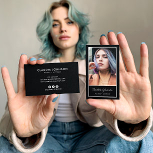 Carte De Visite Photo noire blanche moderne de danseur de chanteur