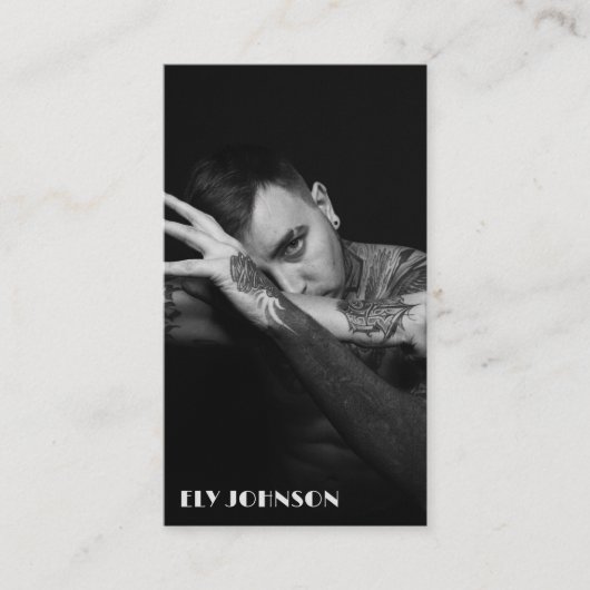 Carte De Visite Photo noire et blanche Décontractée (Devant)