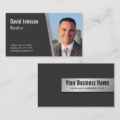 Carte De Visite Photo noire professionnelle moderne d'agent (Devant / Derrière)