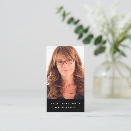 Carte De Visite Photo Notaire Mobile Ajouter Votre Logo Médias Soc (Debout devant)