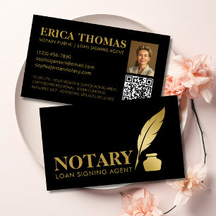 Carte de visite photo notaire moderne avec code QR