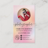 Carte De Visite Photo Ombre Holographic qr code logo photographe (Devant)