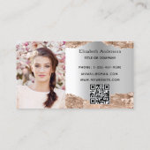 Carte De Visite Photo or argent agate marbre qr code (Dos)