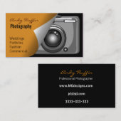 Carte De Visite photo orange, caméra (Devant / Derrière)