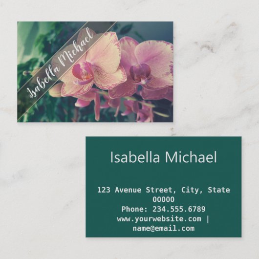 Carte De Visite Photo, Orchidée, rétro (Devant / Derrière)