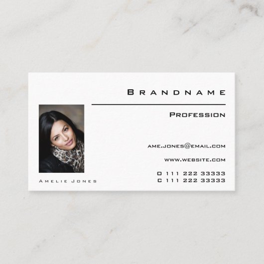 Carte De Visite Photo ou Logo Professionnel blanc classique (Devant)