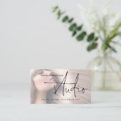 Carte De Visite Photo Overlay Logo QR Code Hair Studio (Debout devant)