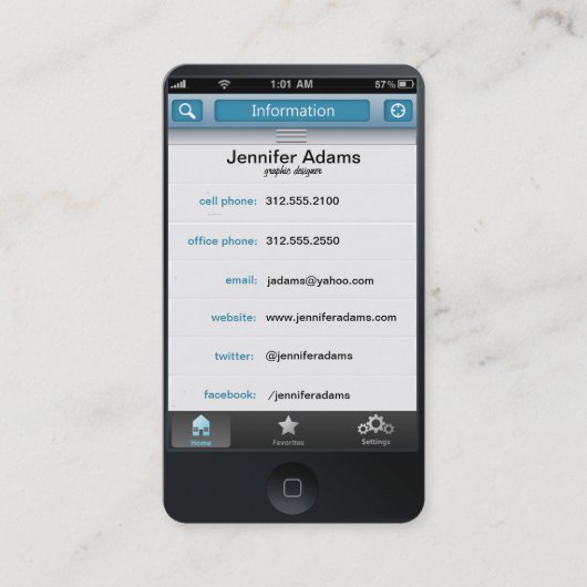carte de visite photo personnalisé iPhone (Devant)
