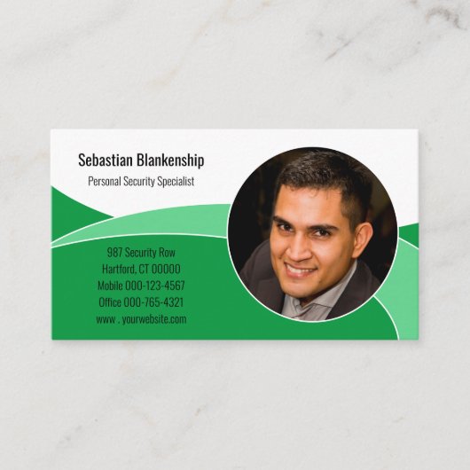 Carte De Visite Photo personnalisée Abstraite Green Security Profe (Devant)