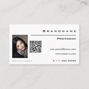 Carte De Visite Photo personnalisée blanche classique QR Code Prof