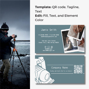 Carte De Visite Photo personnalisée Code QR Carrière Photographie