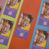 Carte De Visite Photo personnalisée et code Qr Purple Décontracté