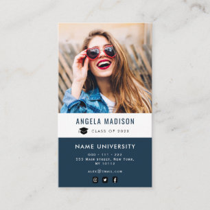 Carte De Visite photo personnalisée marine bleu graduation insert