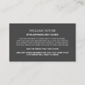 Carte De Visite Photo personnalisée, Otolaryngologiste (Dos)