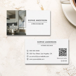 Carte De Visite Photo personnalisée professionnelle QR Designer Bl