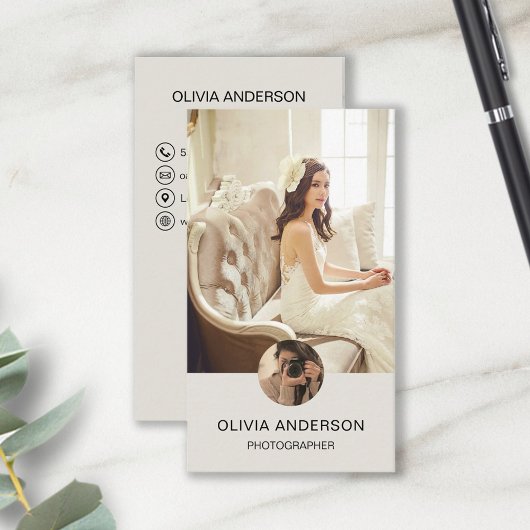 Carte De Visite Photo personnalisée QR Code Photographe des médias