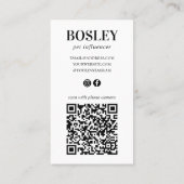 Carte De Visite Photo personnalisée QR Code Social Media Animaux d (Dos)