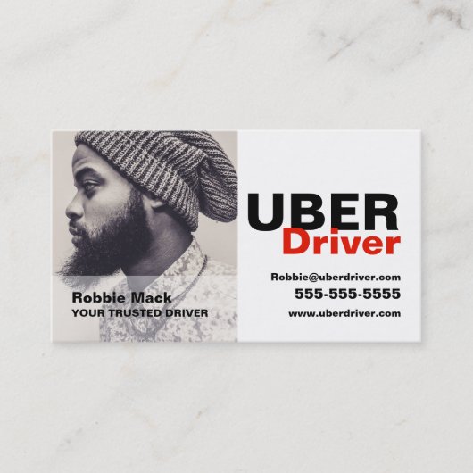 Carte De Visite Photo personnalisée, Uber Driver (Devant)