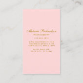 Carte De Visite Photo Photographe de script or moderne (Dos)