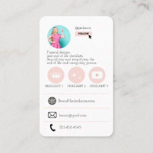 Carte de visite photo Pink Cute QR Code