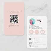 Carte de visite photo Pink Cute QR Code (Devant / Derrière)