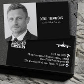 Carte De Visite Photo Professional QR Code Pilot Black Aviation