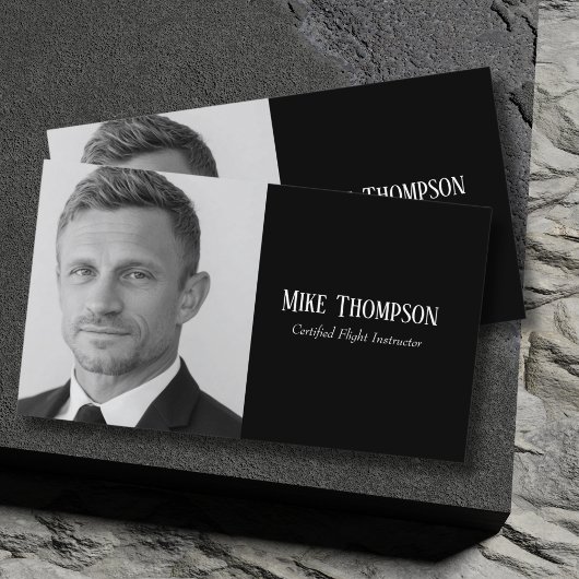 Carte De Visite Photo Professional QR Code Pilot Black Aviation