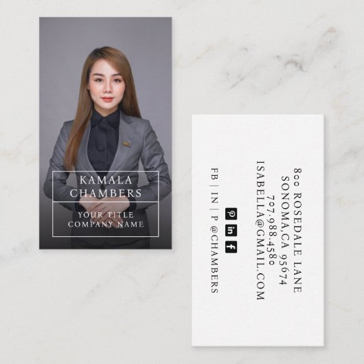 Carte de visite photo professionnel moderne (Devant / Derrière)