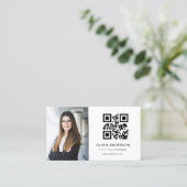 Carte De Visite Photo professionnelle Blanc QR Code Médias sociaux (Debout devant)