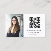 Carte De Visite Photo professionnelle Blanc QR Code Médias sociaux (Devant)