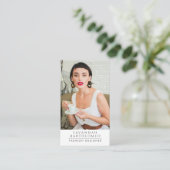 Carte De Visite Photo professionnelle blanche moderne Code QR (Debout devant)