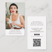 Carte De Visite Photo professionnelle blanche moderne Code QR (Devant / Derrière)