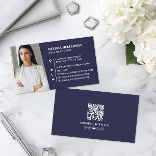 Carte De Visite Photo professionnelle bleu marine