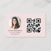 Carte De Visite Photo professionnelle Blush Pink QR Code Médias so (Devant)