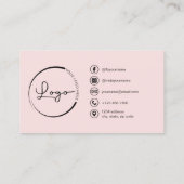 Carte De Visite Photo professionnelle Blush Pink QR Code Médias so (Dos)