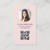 Carte De Visite Photo professionnelle Blush Pink QR Code Médias so (Devant)