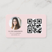 Carte De Visite Photo professionnelle Blush Pink QR Code Médias so (Devant)