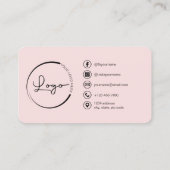 Carte De Visite Photo professionnelle Blush Pink QR Code Médias so (Dos)