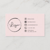 Carte De Visite Photo professionnelle Blush Pink QR Code Médias so (Dos)