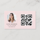 Carte De Visite Photo professionnelle Blush Pink QR Code Médias so (Devant)