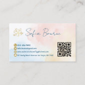 Carte De Visite Photo professionnelle, Code QR, Floral, Pastel, Pe (Dos)